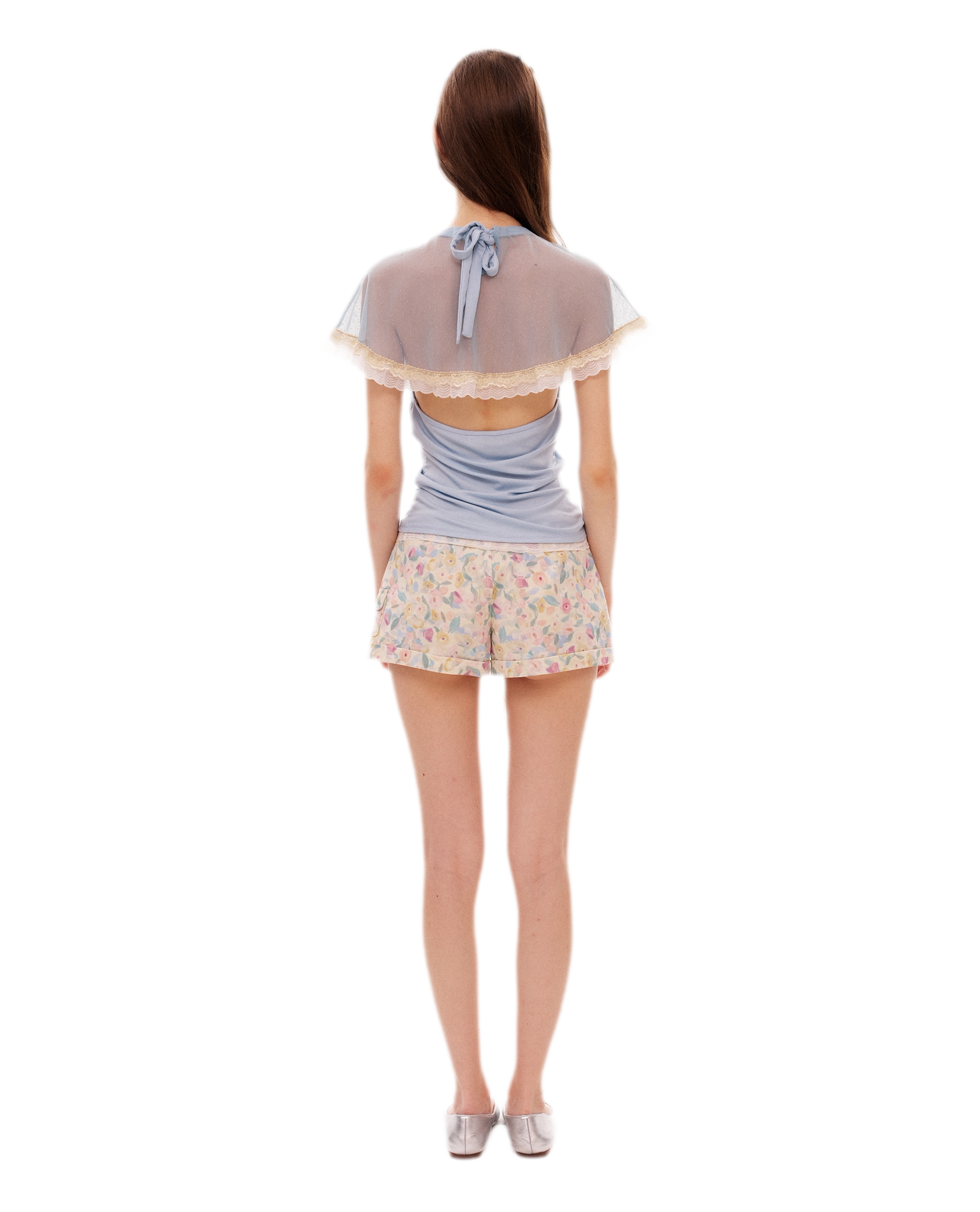 Dotted Mesh Halter Top