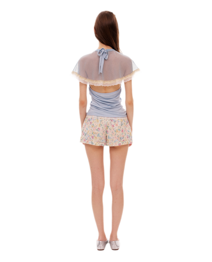 Dotted Mesh Halter Top