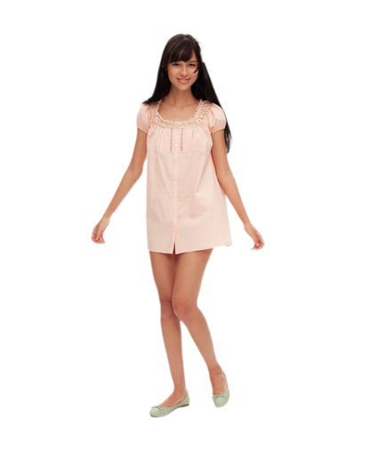 Lace Trim Puff Sleeve Dress