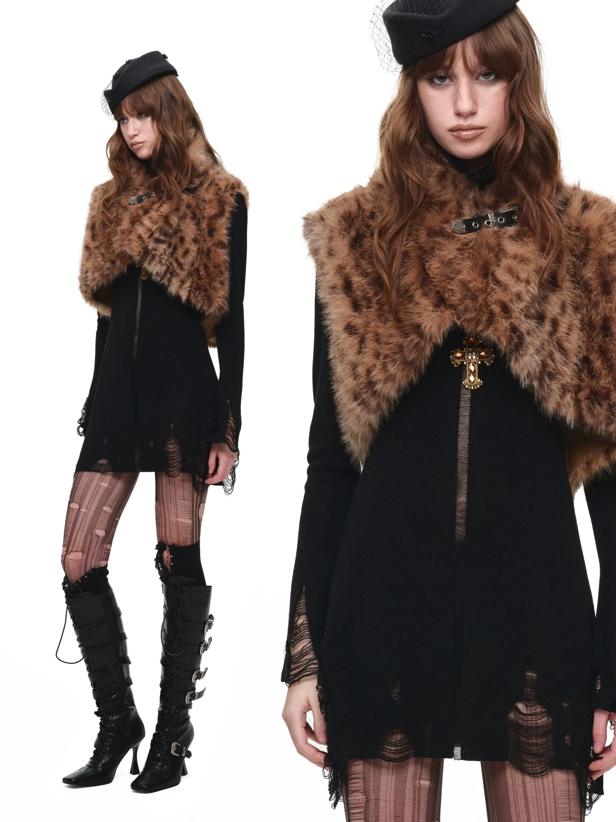 Belted Leopard Faux Fur Vest