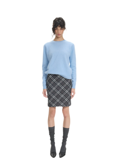 Diagonal Plaid A-Line Midi Skirt