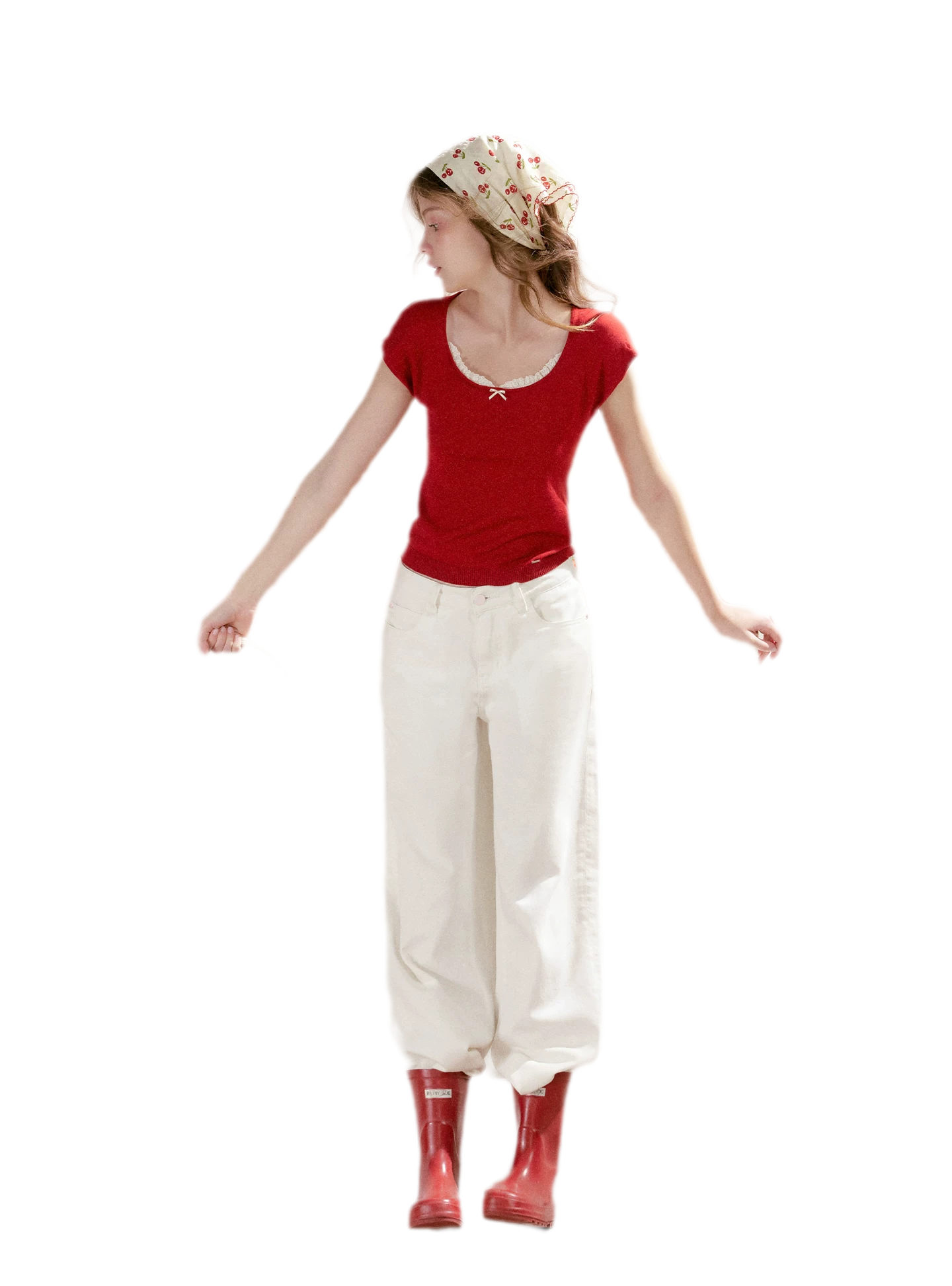 Lace Trim Square Neck Tee