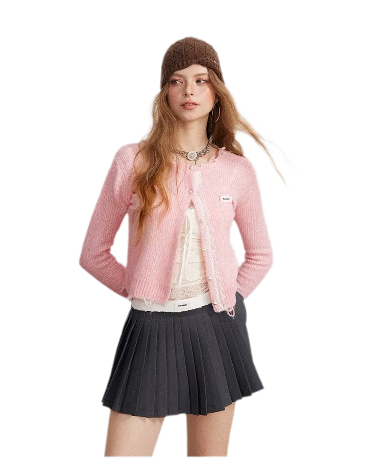 Contrast Pleated A-Line Mini Skirt