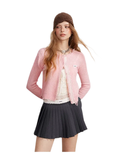 Contrast Pleated A-Line Mini Skirt