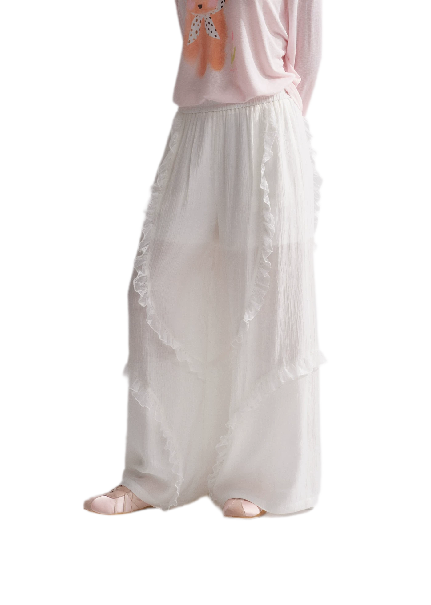 Lace Textured Wide Pants