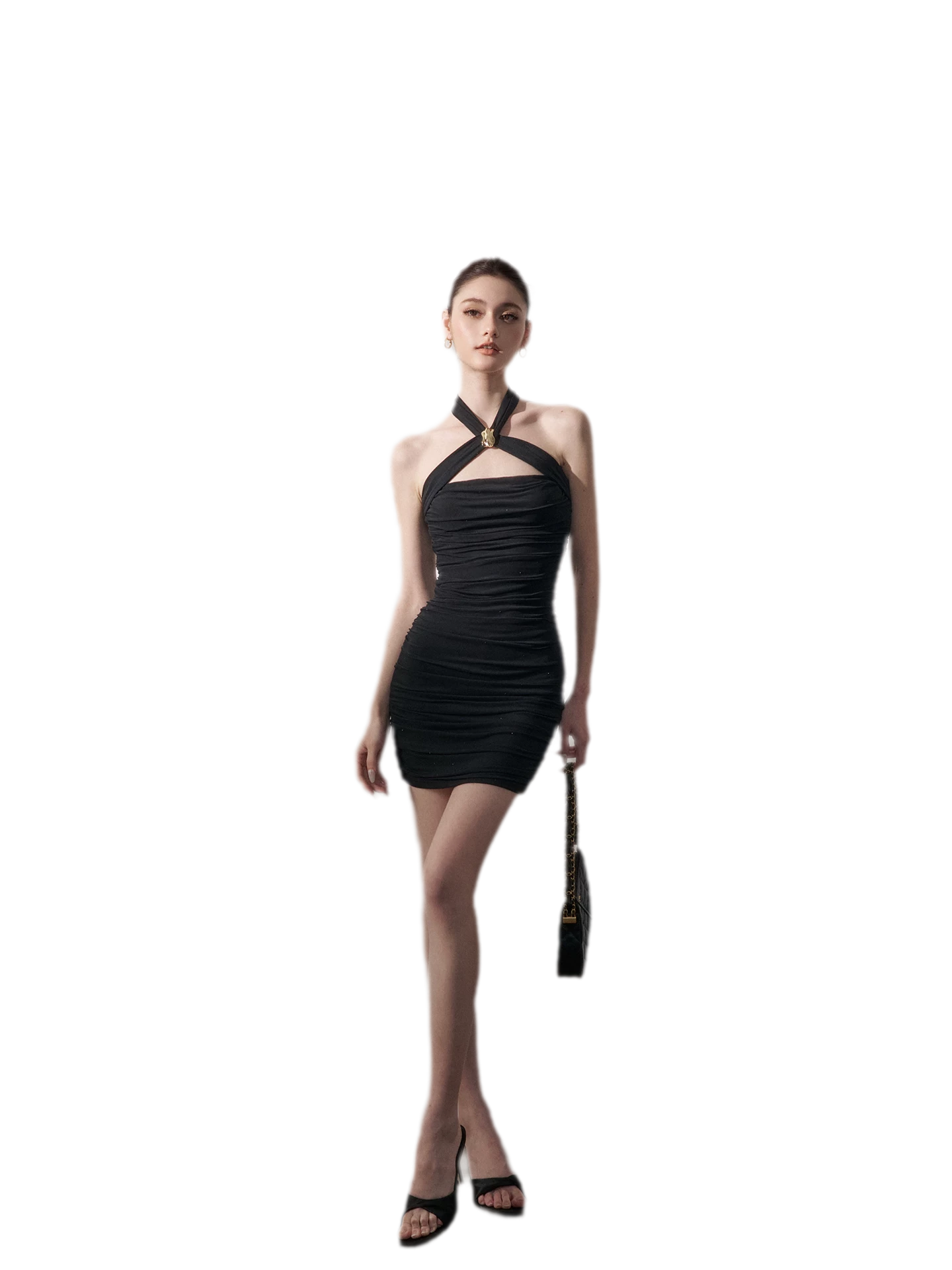 Rhinestone Ruched Bodycon Dress