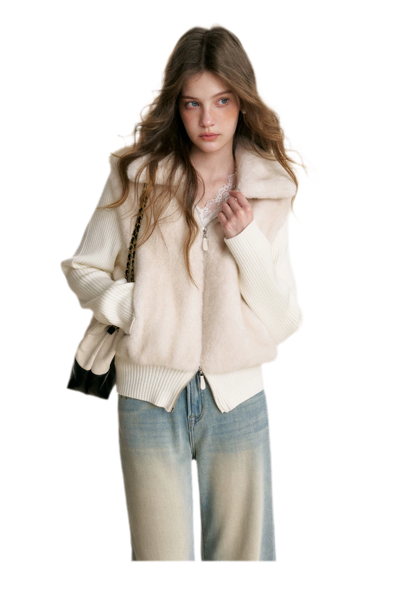 Mink Knit Patchwork Jacket