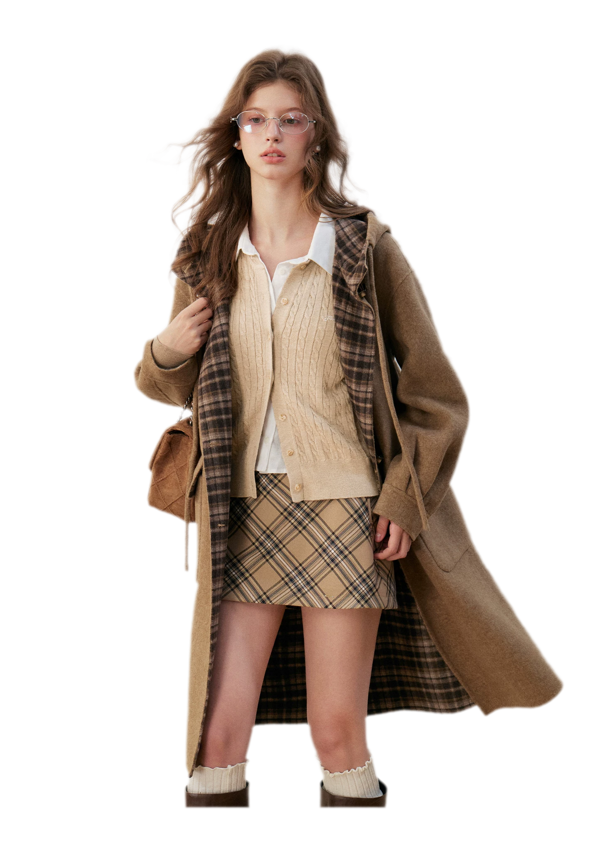Merino Plaid Toggle Coat