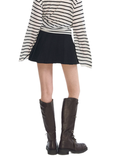 Asymmetrical Pleated A-Line Skort