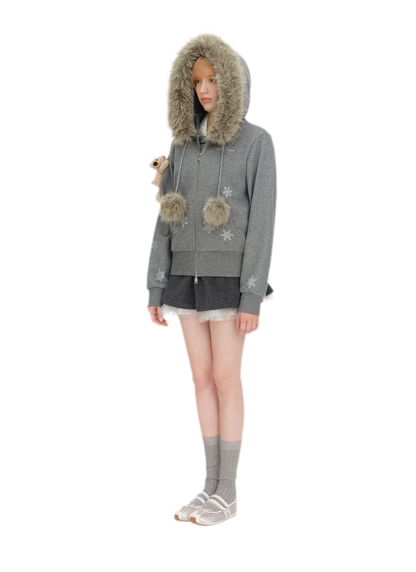 Gradient Snowflake Zip Hoodie