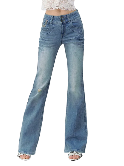 Model Vintage Washed Slim Flared Jeans