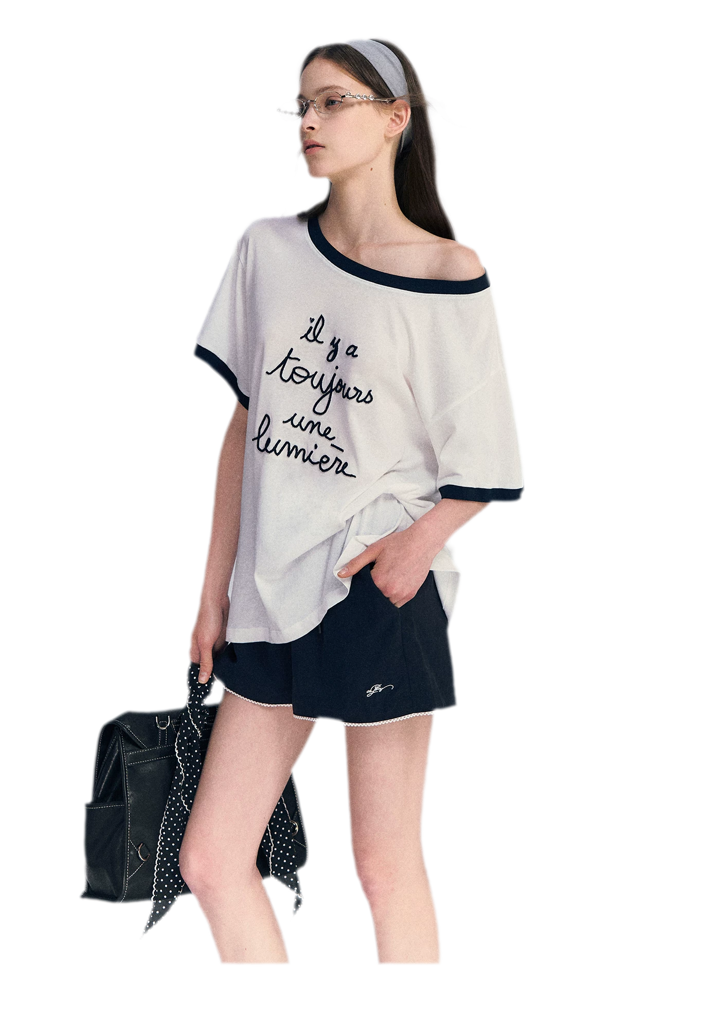 Contrast Rib Knit T-Shirt