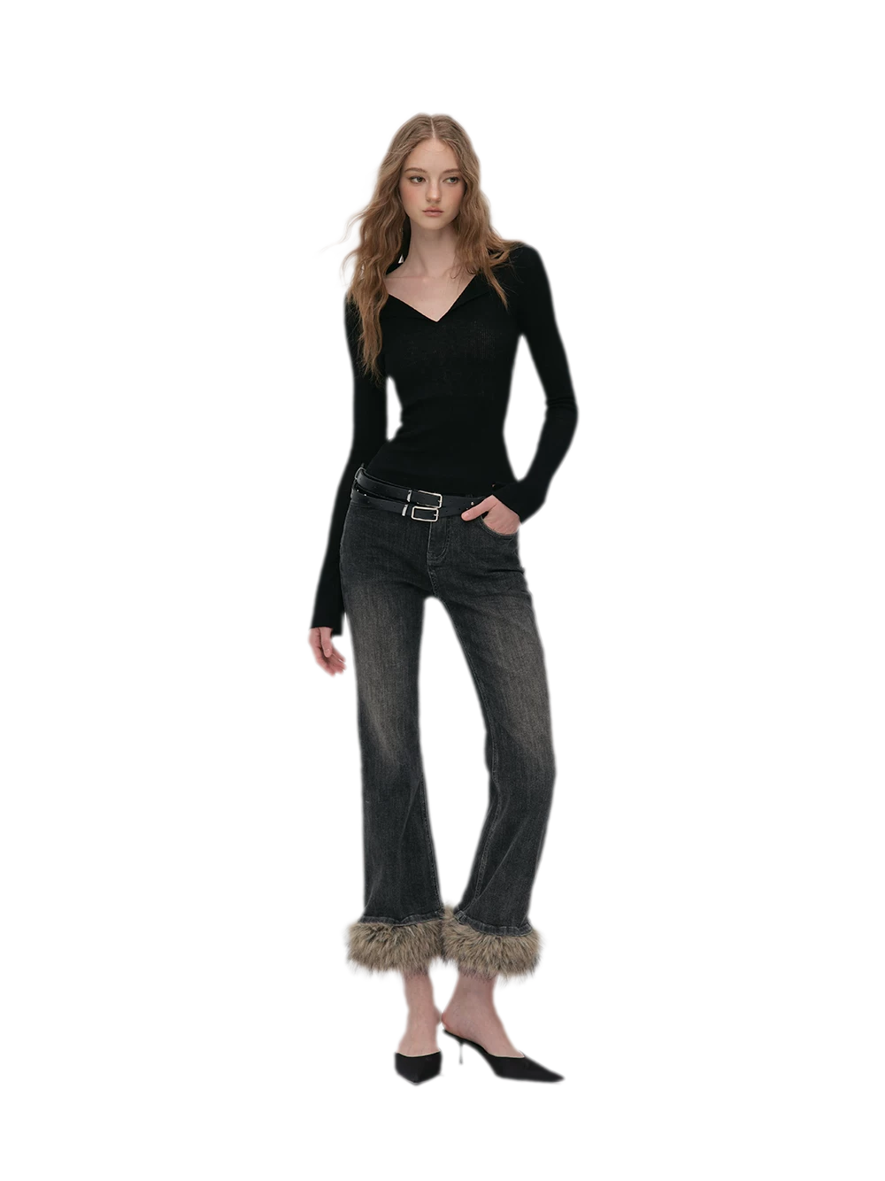 Wool Ribbed Polo Top
