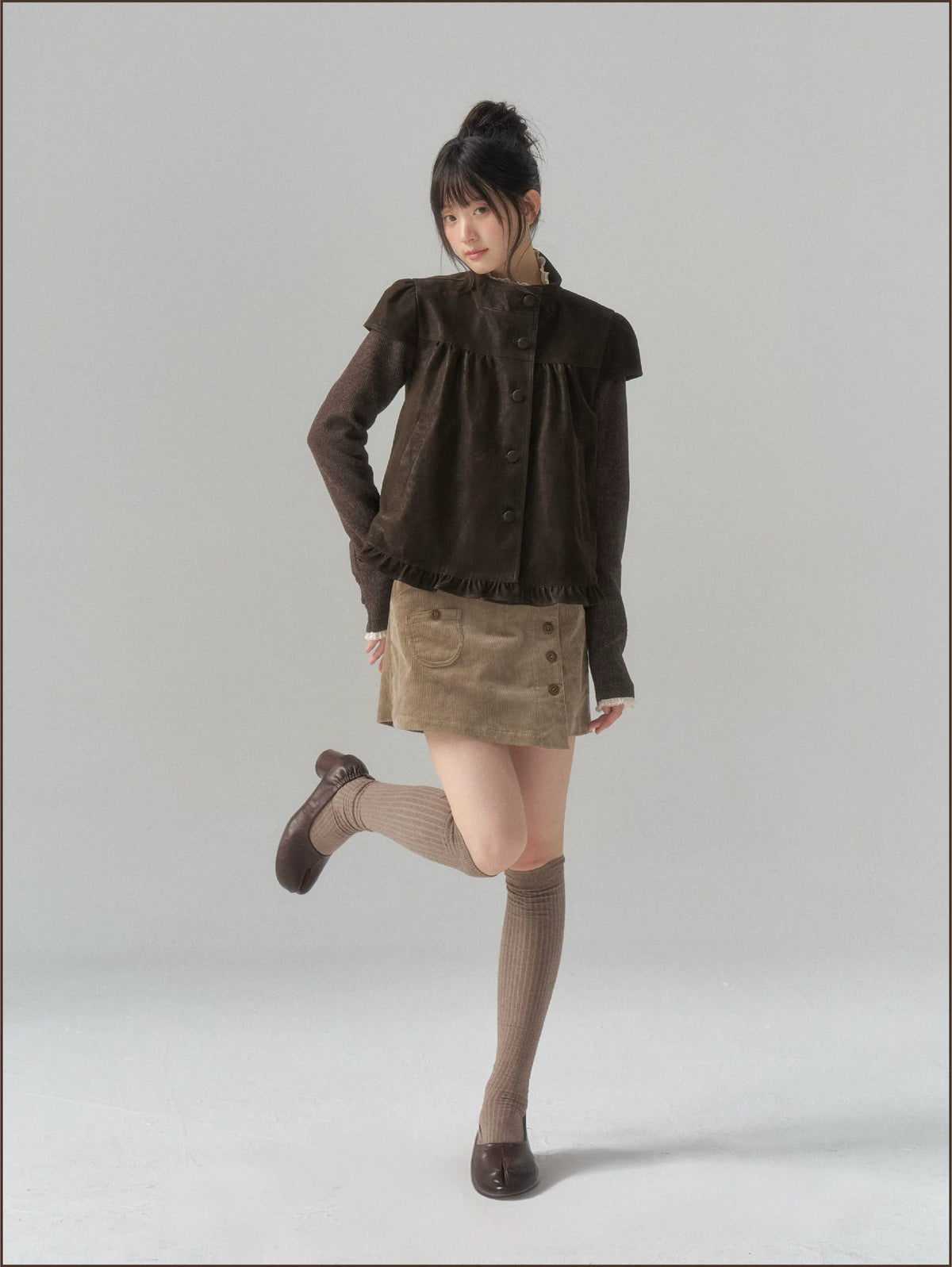 Suede Layered Flare Jacket