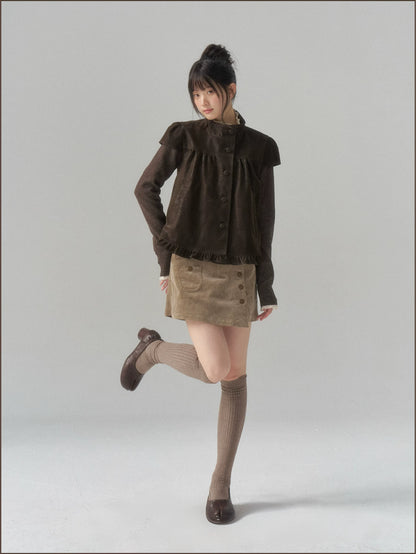 Suede Layered Flare Jacket