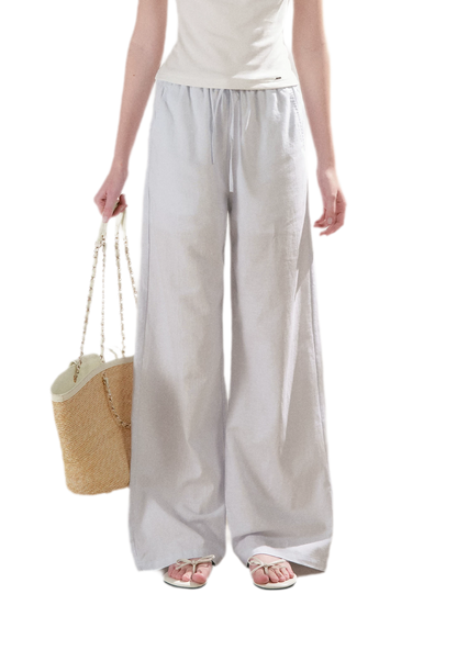 Linen Cotton Wide-Leg Trousers