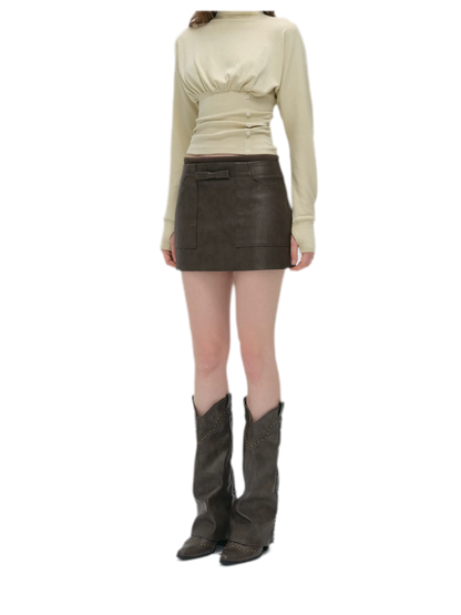 Textured Bow Mini Skirt