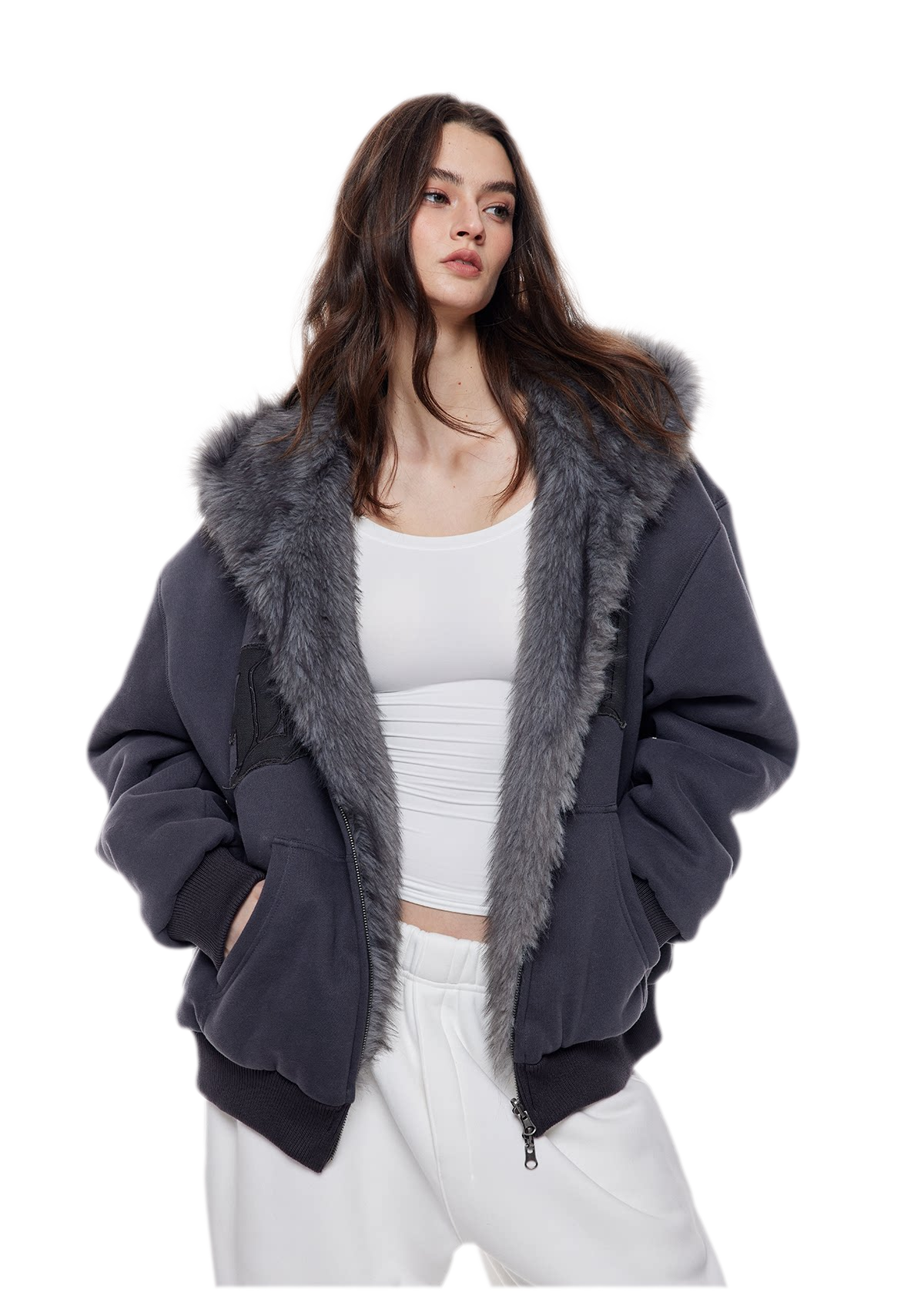 Reversible Faux Fur Hoodie