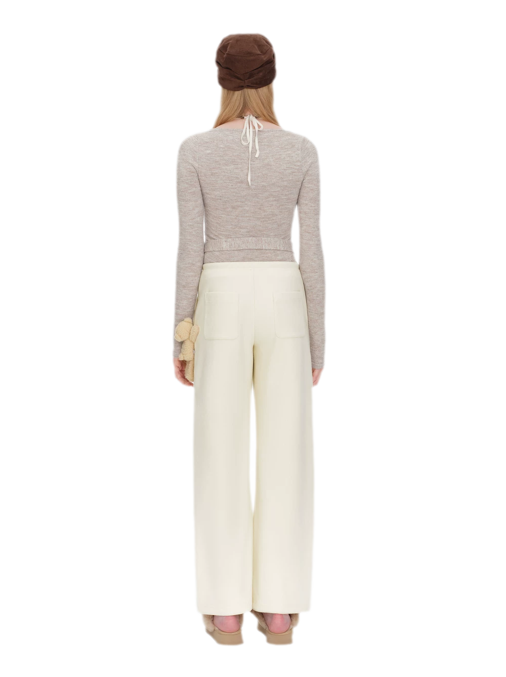 Fleece V-Waist Wide-Leg Pants