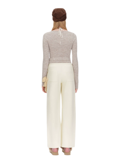 Fleece V-Waist Wide-Leg Pants