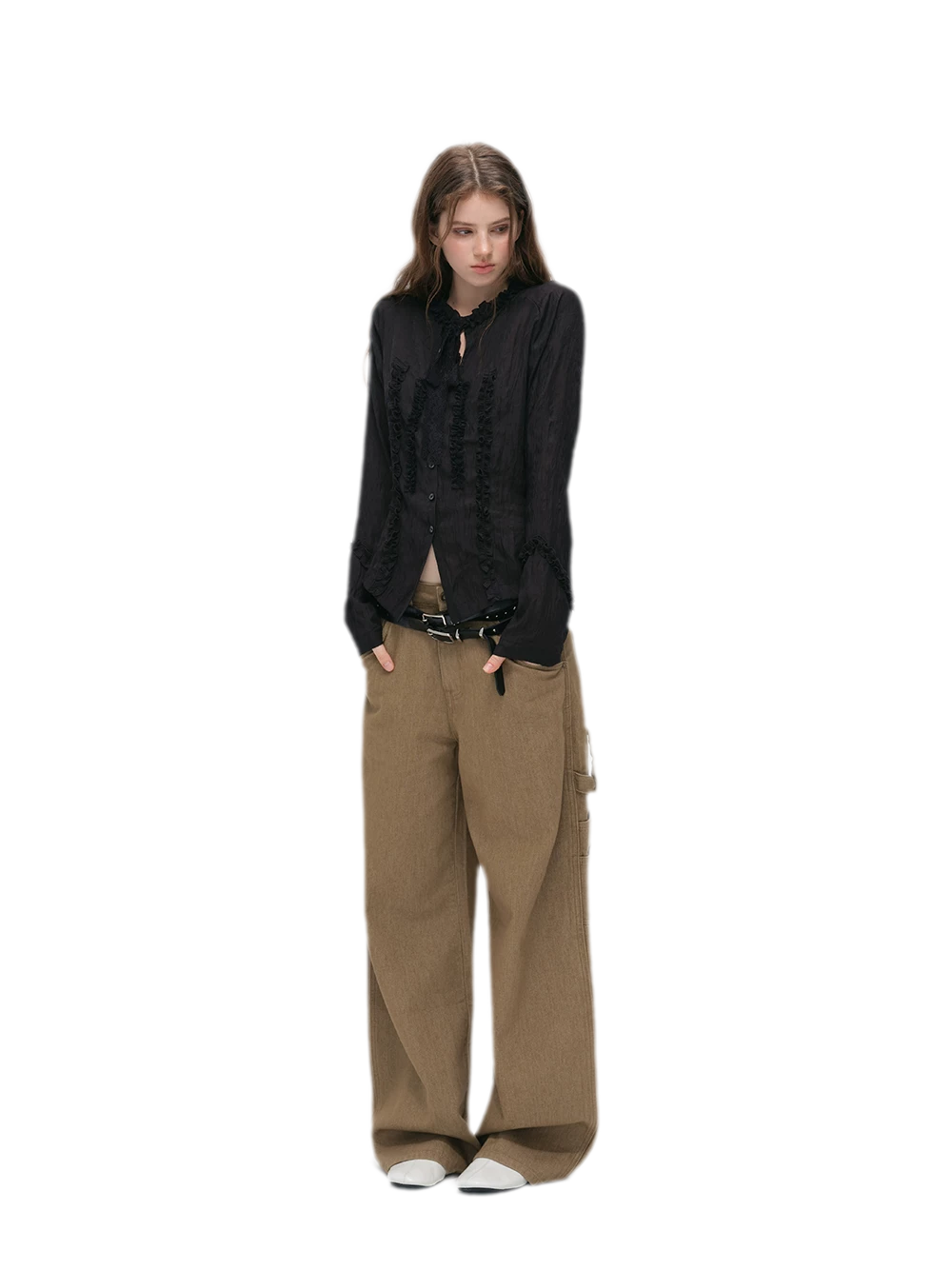 Textured Lace Waist-Shaped Shirt
