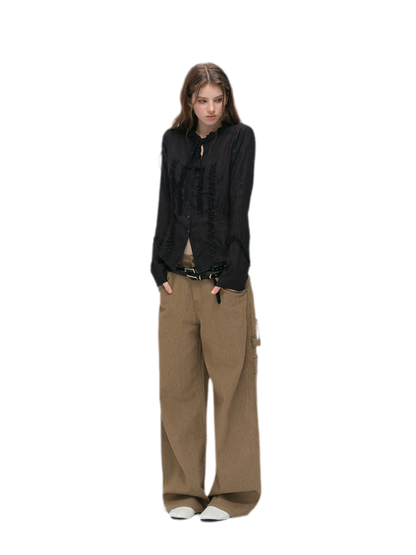 Textured Lace Waist-Shaped Shirt