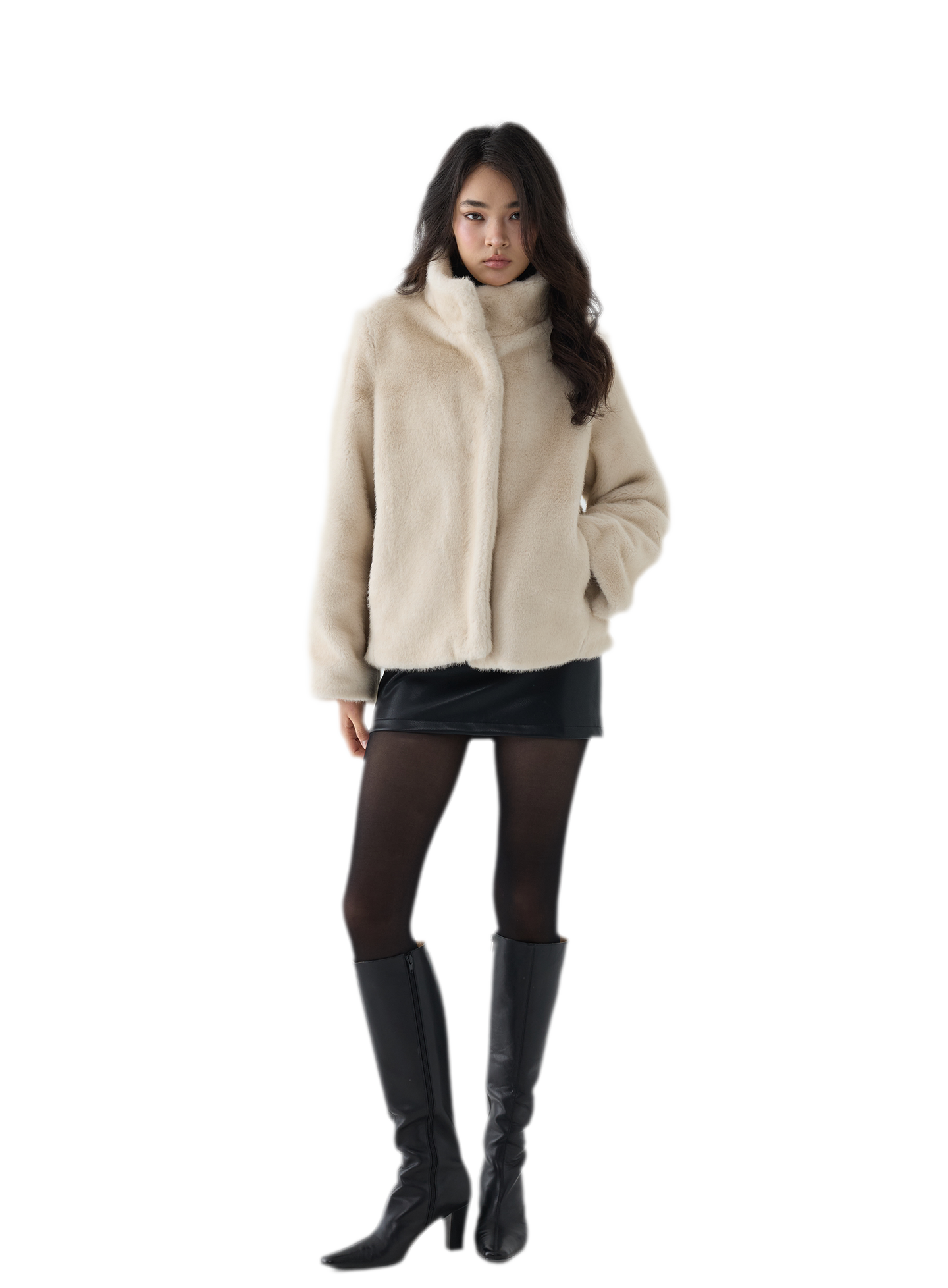 Eco-Friendly Cropped Faux Fur Jacket
