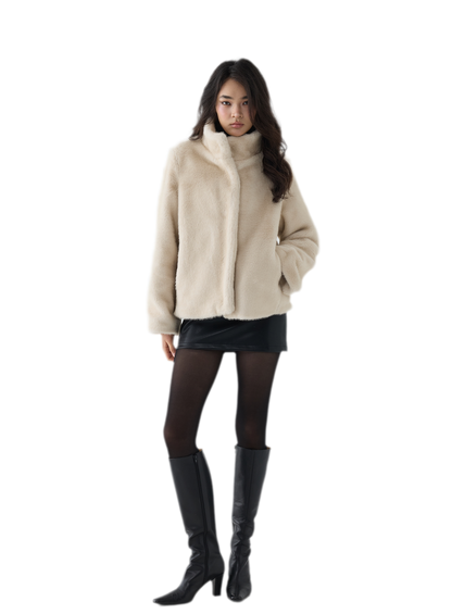 Eco-Friendly Cropped Faux Fur Jacket