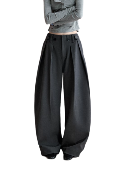 Double Pleat Curved Trousers