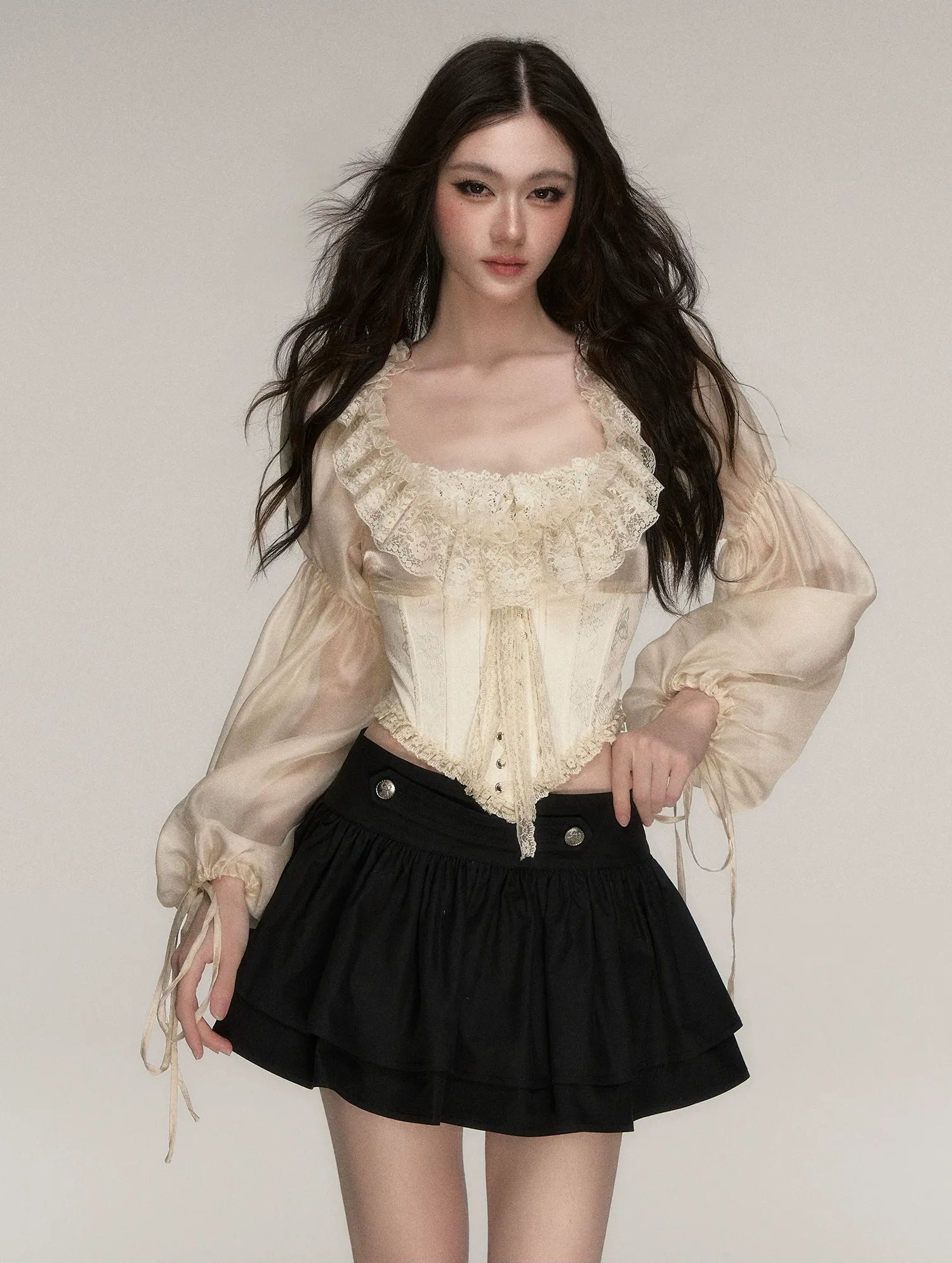 Lace Jacquard Corset Top
