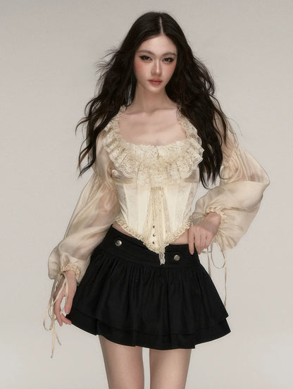 Lace Jacquard Corset Top
