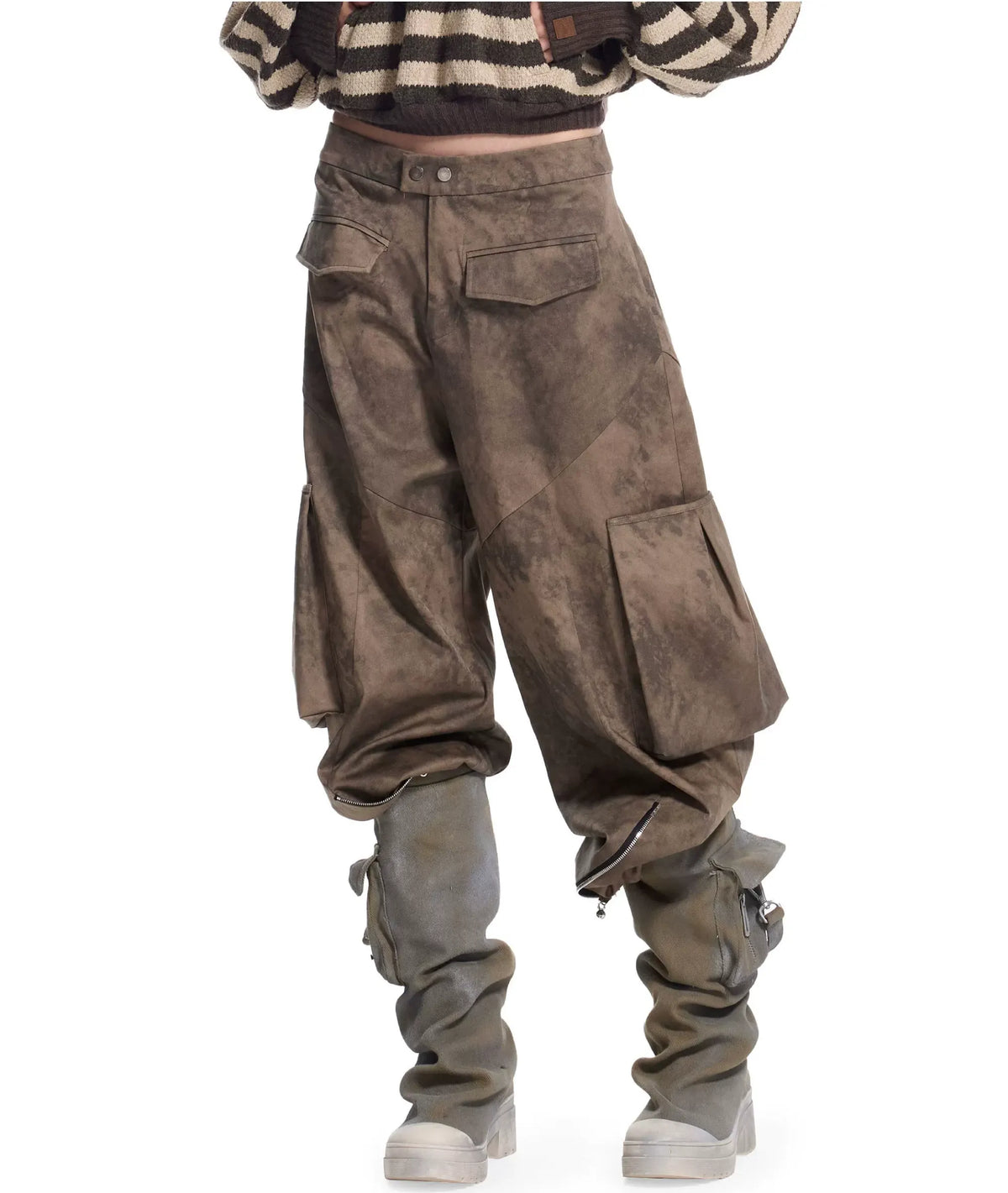 Washed Twill Wide-Leg Pants