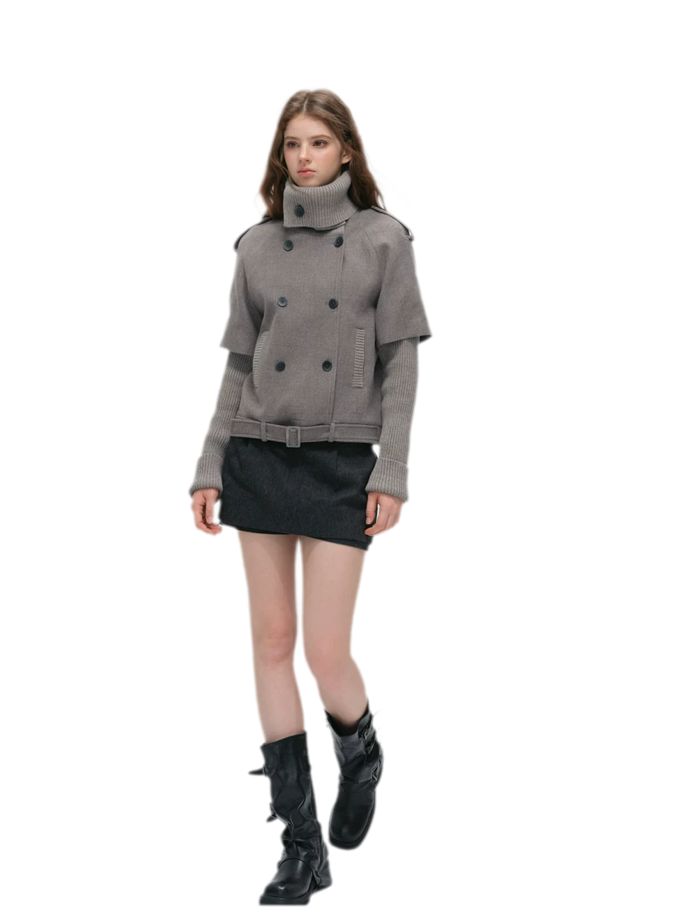 Cape Collar Cropped Jacket