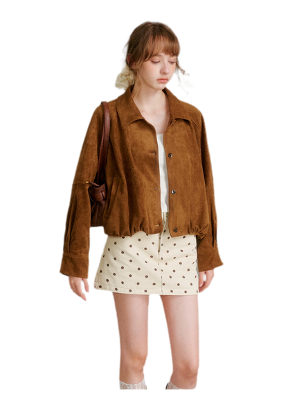 Faux Suede Relaxed Short Jacket
