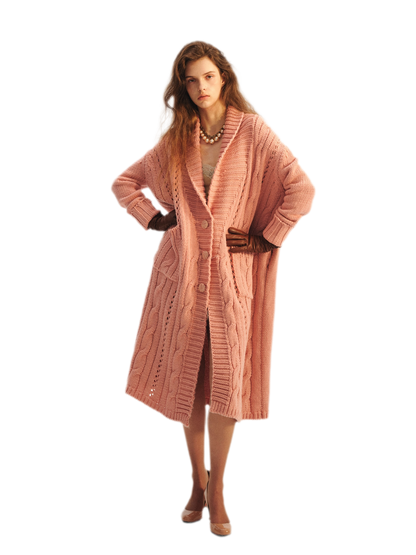 Cable-Knit Cardigan Camisole Dress