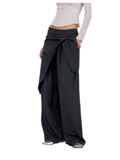Twisted Overlay Wide-Leg Trousers