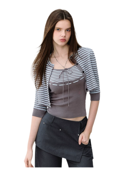 Textured Stripe Knit Set