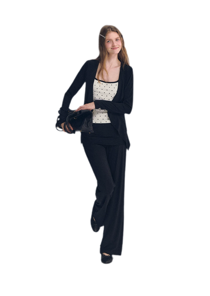 Ruffled Drape Knit Set
