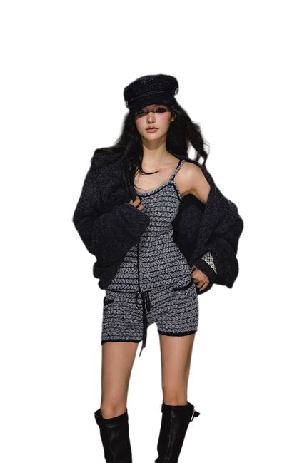 Gestreiftes Woll-Jumpsuit-Set