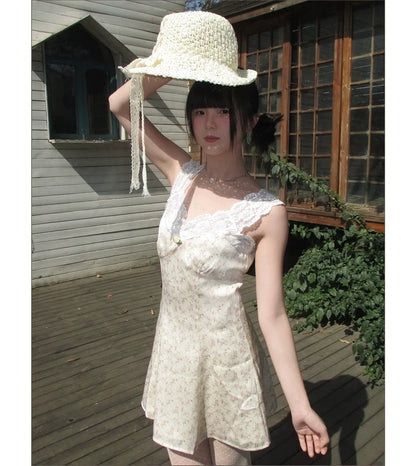 Vintage Leopard Lace Splice A-Line Dress