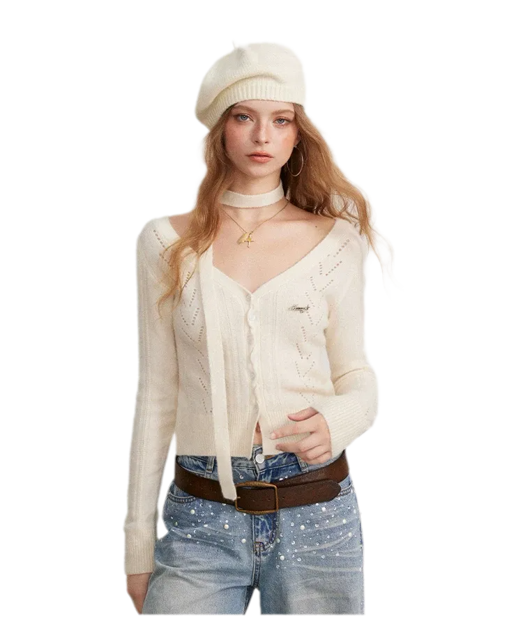 Openwork Reversible Knit Top