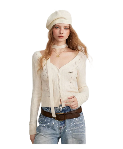 Openwork Reversible Knit Top