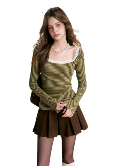 벨벳 레이스 U넥 탑