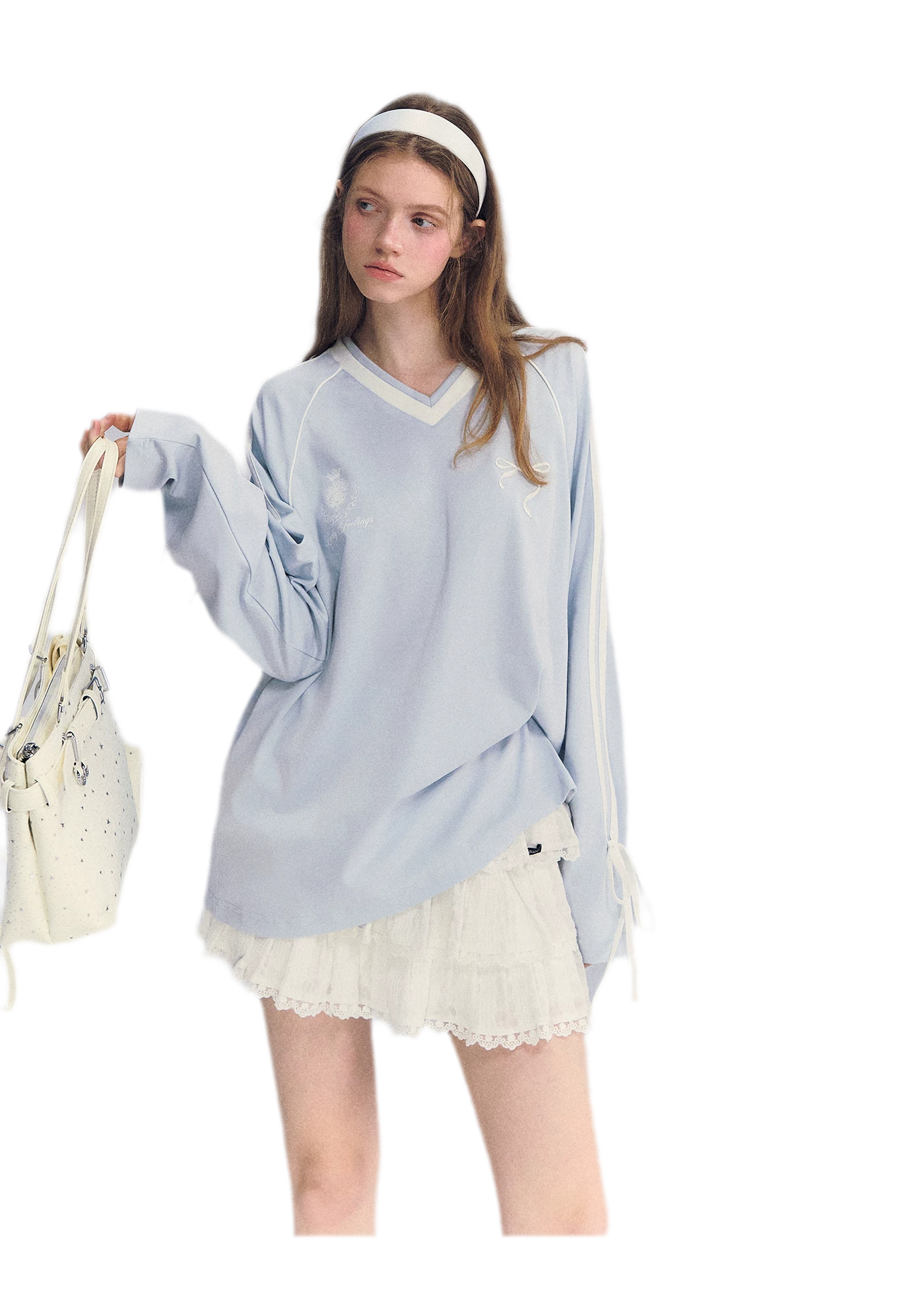 Colorblock Bow Embroidered Tee
