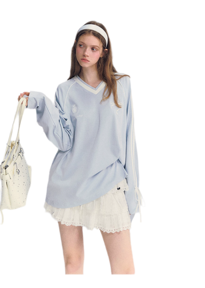 Colorblock Bow Embroidered Tee
