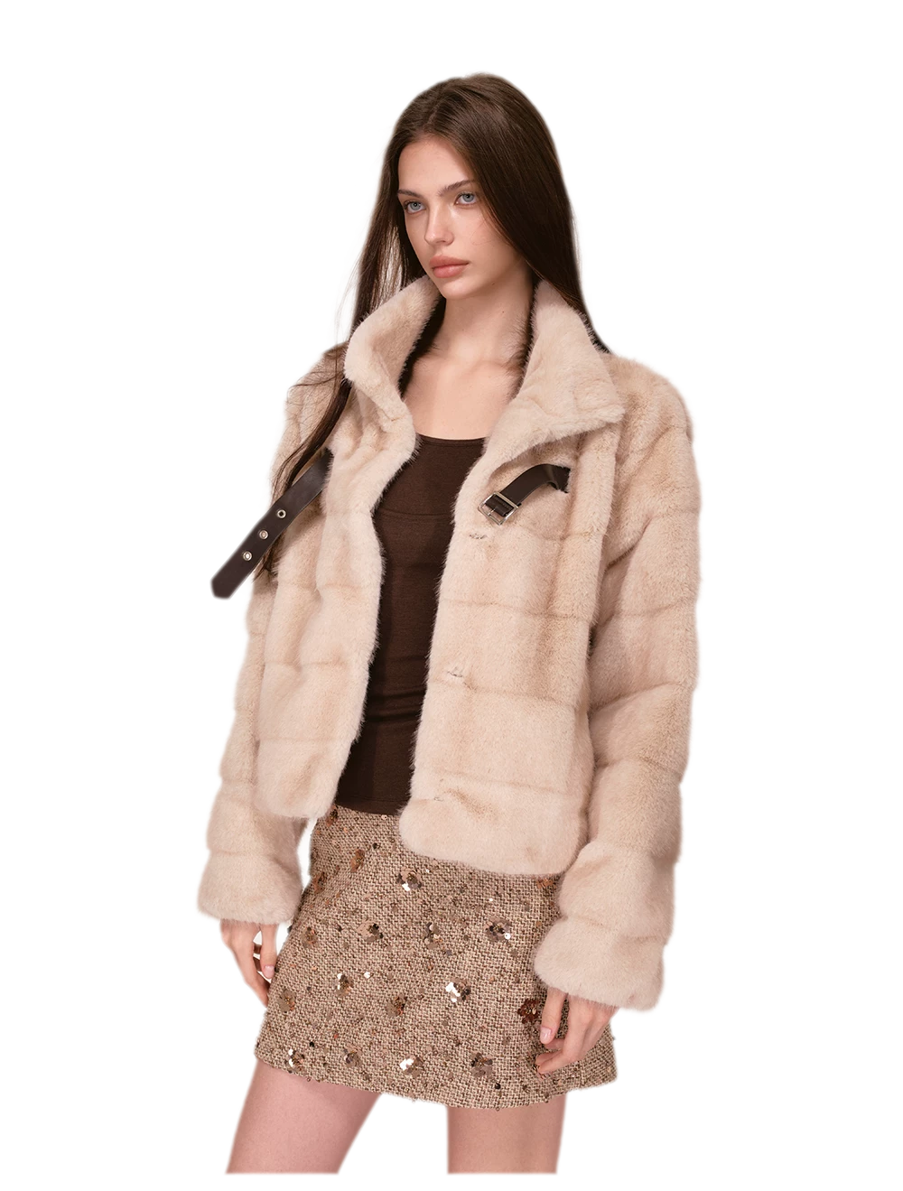 Giacca corta vintage in ecopelliccia