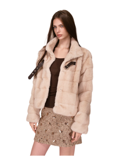 Giacca corta vintage in ecopelliccia