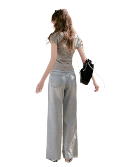 Washed Wide-Leg Jeans