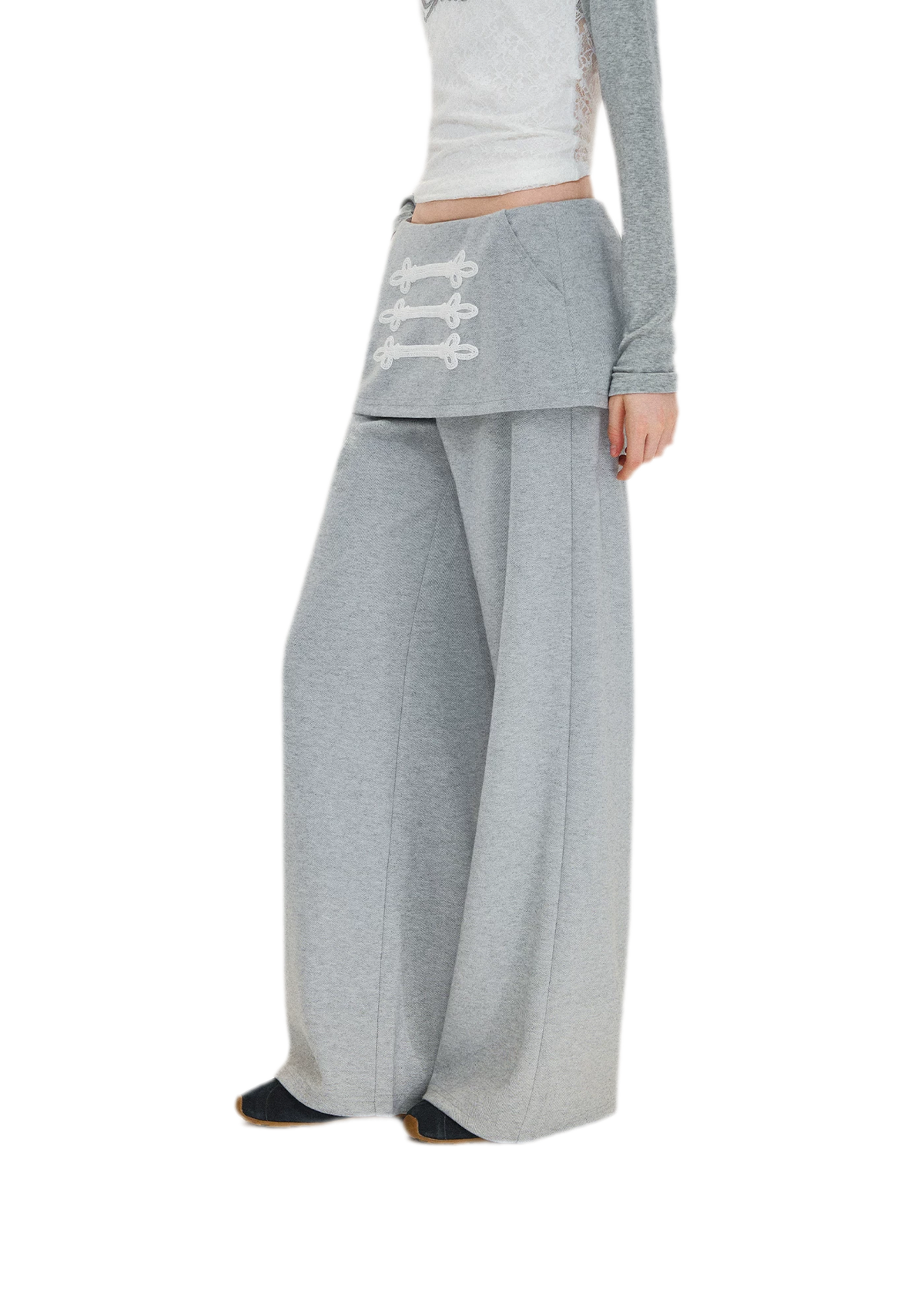 Gestrickte Hose mit Lagenoptik und geradem Bein