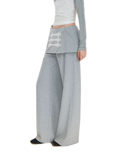 Gestrickte Hose mit Lagenoptik und geradem Bein